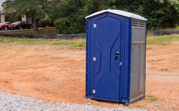 Special event portable restrooms arranged with stanchions in Atascadero, California