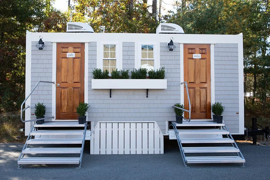 Wedding restroom units discretely staged at a venue in Atascadero, California